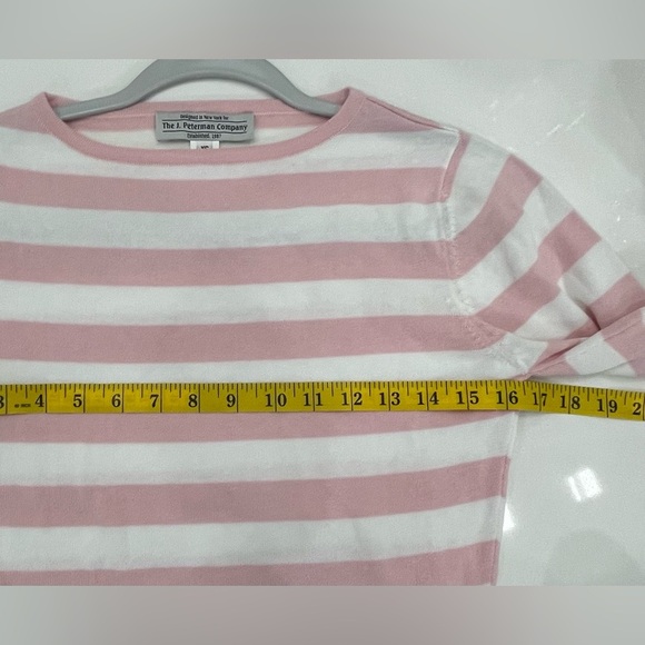 J. Peterson Company Sweater Size XS Pink White Boatneck Pima Cotton 3/4 Sleeve - Picture 3 of 6
